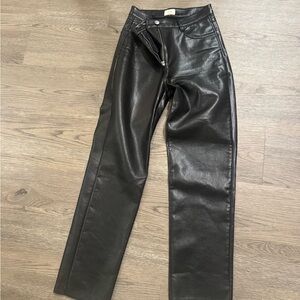 Women's Aritzia Wilfred Black Leather Pants